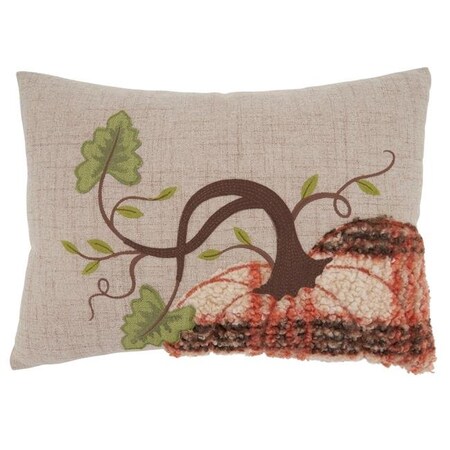 Saro Lifestyle SARO 9520.N1318BP 13 x 18 in. Oblong Natural Plaid Pumpkin Throw Pillow with Poly Filling 9520.N1318BP